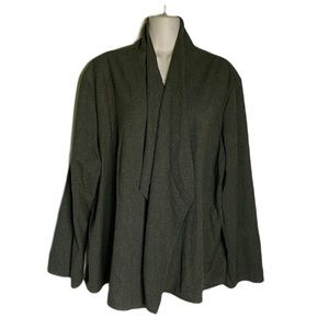 Travelsmith Open Front Waterfall Hem Drapey Jacket Dark Green Women’s Size XL